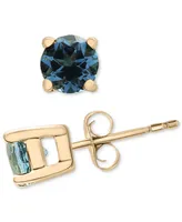 2-Pc. Set London Blue Topaz (1/3 ct. t.w.) & Lab-grown White Sapphire (3/8 ct. t.w.) Stud and Dangle Hoop Earrings in 14k Gold