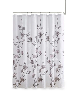 Madison Park Magnolia Floral Printed Burnout Shower Curtain, 72" x 72"