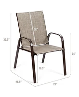 Costway 2PCS Patio Chairs Dining Chair Deck Yard W/Armrest