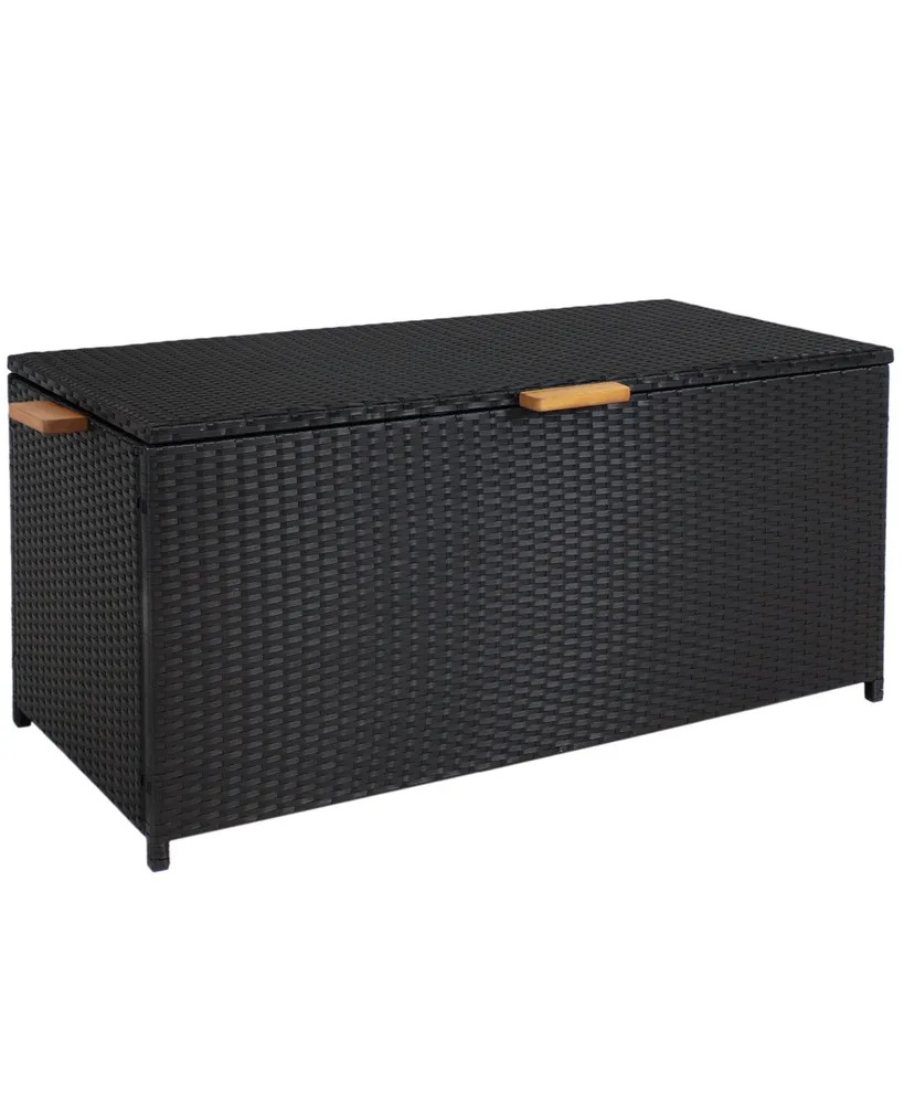 Sunnydaze Decor Resin Wicker Indoor/Outdoor Storage Deck Box with Handles