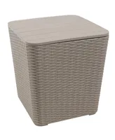 Sunnydaze Decor 11.5 gal Faux Rattan Outdoor Storage Box - Driftwood