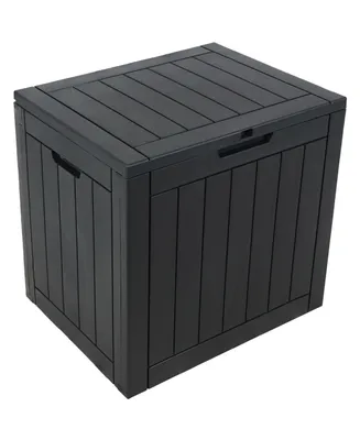 Sunnydaze Decor 32 gal Faux Wood Plastic Outdoor Storage Box