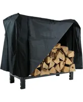 Sunnydaze Decor 30 in Black Powder-Coated Steel Firewood Log Rack and Cover