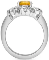 Citrine (1-5/8 ct. t.w.) & Lab-Grown White Sapphire (1-1/8 ct. t.w.) Looped Halo Ring in Sterling Silver