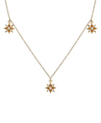 Citrine (1/4 ct. t.w.) & Lab-grown White Sapphire (1/5 ct. t.w.) Star Dangle Collar Necklace in 14k Gold-Plated Sterling Silver, 16" + 2" extender