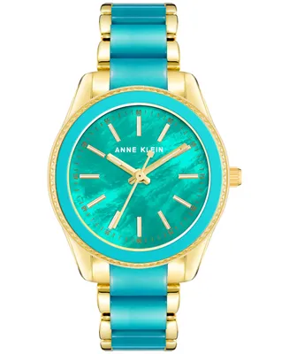 Anne Klein Women's Teal & Gold-Tone Bracelet Watch 38mm