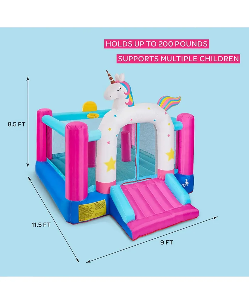 Hoovy Giant Unicorn Inflatable Bounce House with Slide | 8.5 Ft x 9 Ft x 11.5 Ft | Bouncy House for Kids Outdoor with Trampoline and Slide | Heavy Dut
