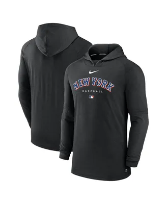 Men's Nike Heather Black New York Mets Authentic Collection Early Work Tri-Blend Performance Pullover Hoodie
