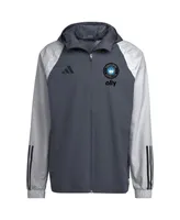 Men's adidas Charcoal Charlotte Fc All-Weather Raglan Hoodie Full-Zip Jacket