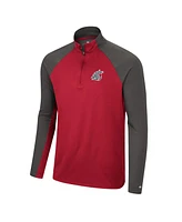Men's Colosseum Crimson, Charcoal Washington State Cougars Two Yutes Raglan Quarter-Zip Windshirt