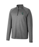 Men's Colosseum Heathered Gray Michigan State Spartans Earth First Raglan Quarter-Zip Windshirt