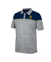 Men's Colosseum Heathered Gray, Navy Notre Dame Fighting Irish Birdie Polo Shirt