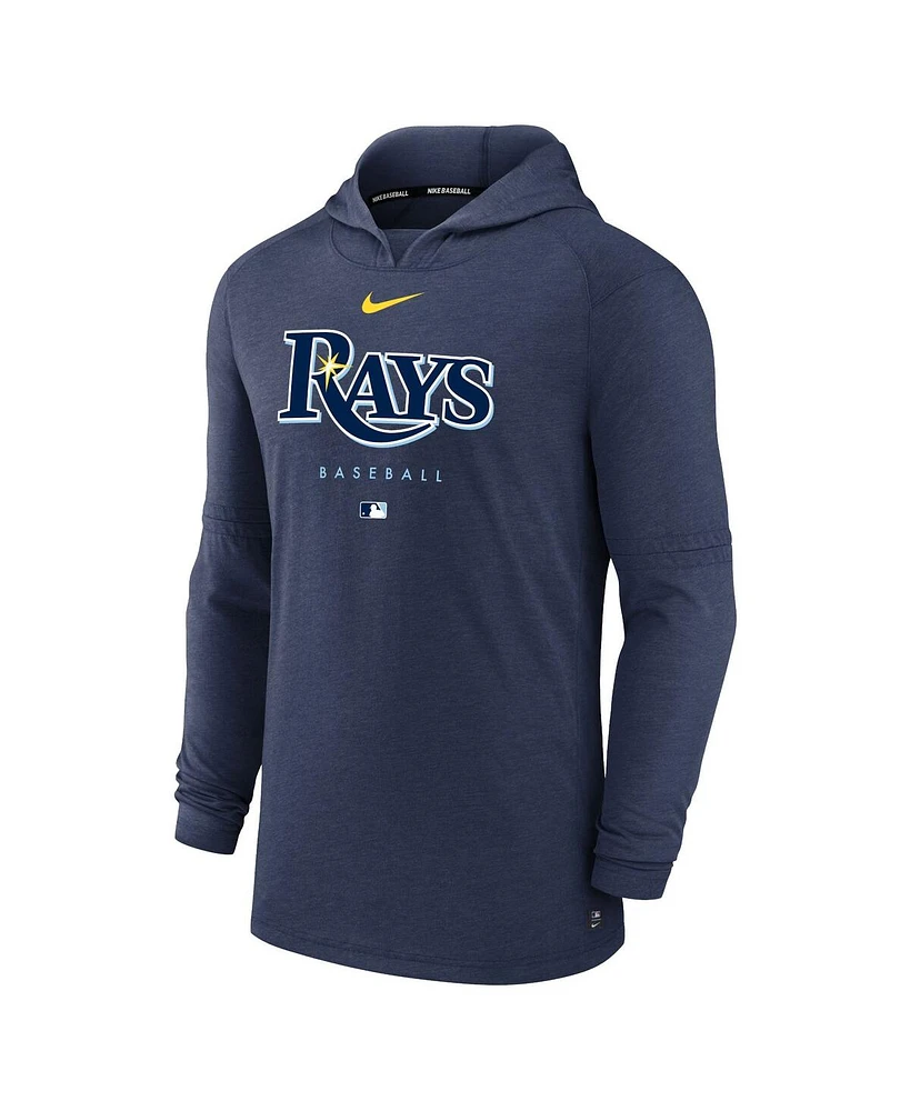 Men's Nike Heather Navy Tampa Bay Rays Authentic Collection Early Work Tri-Blend Performance Pullover Hoodie