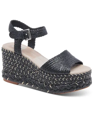 Dolce Vita Women's Tiago Raffia Ankle-Strap Espadrille Platform Wedge Sandals
