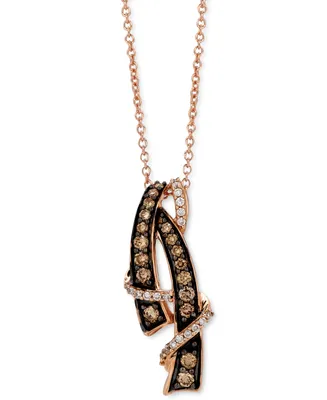 Le Vian Chocolate Diamond (1/3 ct. t.w.) & Vanilla Diamond (1/10 ct. t.w.) Curved Abstract 18" Pendant Necklace in 14k Rose Gold