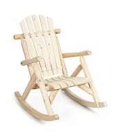 Costway Log Rocking Chair Wood Single Porch Rocker Lounge Patio Deck Furniture