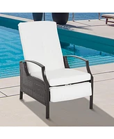 Outsunny Rattan Adjustable Recliner Chair with Hand-Woven All-Weather Wicker for Patio, Outdoor, Garden, Poolside