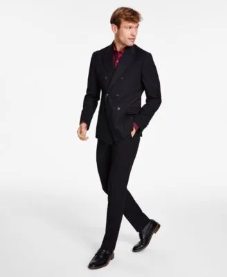 Alfani Mens Slim Fit Double Breasted Stripe Suit Created For Macys