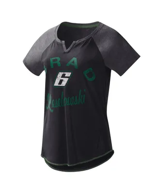 Women's G-iii 4Her by Carl Banks Black Brad Keselowski Grand Slam Tri-Blend Notch V-Neck T-shirt
