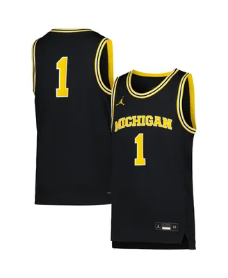Big Boys Jordan #1 Navy Michigan Wolverines Icon Replica Basketball Jersey