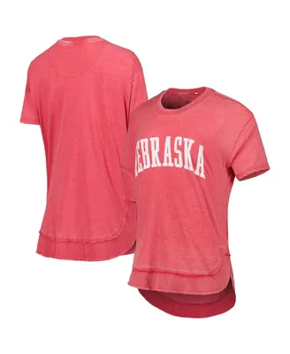 Women's Pressbox Scarlet Nebraska Huskers Arch Poncho T-shirt