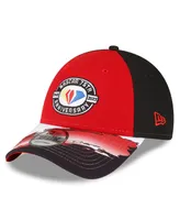 Men's New Era Red and Black Nascar 75th Anniversary 9FORTY Visor Streak Snapback Adjustable Hat