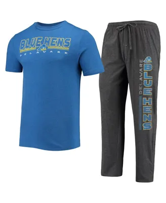 Men's Concepts Sport Heathered Charcoal and Royal Delaware Fightin' Blue Hens Meter T-shirt Pants Sleep Set