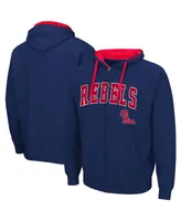 Men's Colosseum Navy Ole Miss Rebels Big and Tall Full-Zip Hoodie