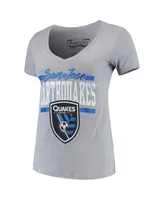 Women's Mitchell & Ness Gray San Jose Earthquakes Mvp Bar Graphic T-shirt