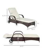 Outsunny Reclining Chaise Lounge Chair, Thickly Cushioned, Headrest, Armrests