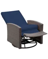 Outsunny Outdoor Wicker Swivel Recliner Chair, Reclining Backrest, Lifting Footrest, 360° Rotating Basic, Water Resistant Cushions for Patio