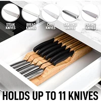 Zulay Kitchen Bamboo Knife Drawer Organizer Insert - Edge-Protecting Knife Organizer Block Holds Up To 11 Knives