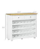 Homcom Modern Bar Cabinet, Wine Cabinet with 28-Bottle Wine Rack, Kitchen Sideboard with 2 Storage Drawers for Home Bar, White