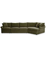 Closeout! Wrenley 166" 3-Pc. Fabric Cuddler Chaise Sectional Sofa, Created for Macy's