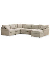 Closeout! Wrenley 138" 5-Pc. Fabric Modular Sleeper Chaise Sectional Sofa, Created for Macy's