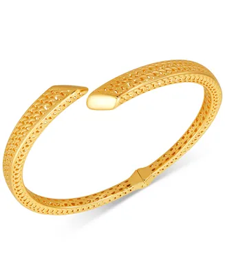 Polished Fancy Bypass Bangle Bracelet in 14k Gold