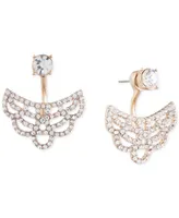 Marchesa Gold-Tone Coral Crystal Front Back Floater Earrings