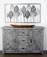Rosemary Lane Canvas Leaf Framed Wall Art with Silver-Tone Frame, 55" x 1" x 27"
