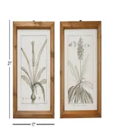 Rosemary Lane Wood Leaf Framed Wall Art with Brown Frame Set of 2, 17" x 21"