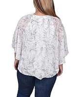 Ny Collection Plus Size Chiffon Poncho Top with Ring