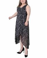 Ny Collection Plus Size Sleeveless Wrap Chiffon Dress