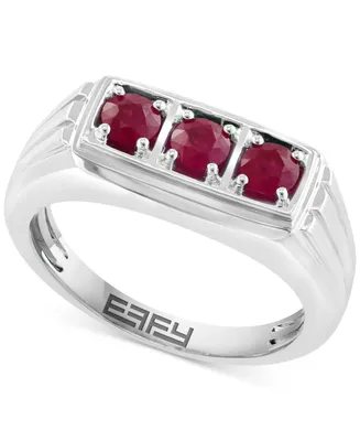 Effy Men's Ruby Three Stone Ring (1 ct. t.w.) Sterling Silver (Also Sapphire)