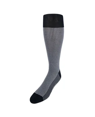 Trafalgar Men's Doyle Houndstooth Design Mercerized Cotton Mid-Calf Socks