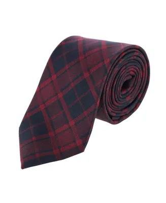 Trafalgar Men's Kincade Red Blackwatch Plaid Silk Necktie