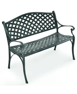 40'' Outdoor Antique Garden Bench Aluminum Frame Seats Chair Patio Garden