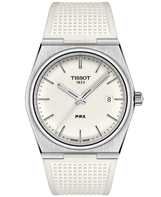 Tissot Men's Swiss Automatic Prx White Rubber Strap Watch 40mm