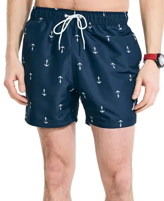 Nautica Men's Quick Dry Anchor Print 5" Swim Trunks