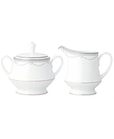 Noritake Satin Flourish Sugar and Creamer, Set of 2