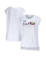 Women's Wear by Erin Andrews White Atlanta Braves Greetings From T-shirt