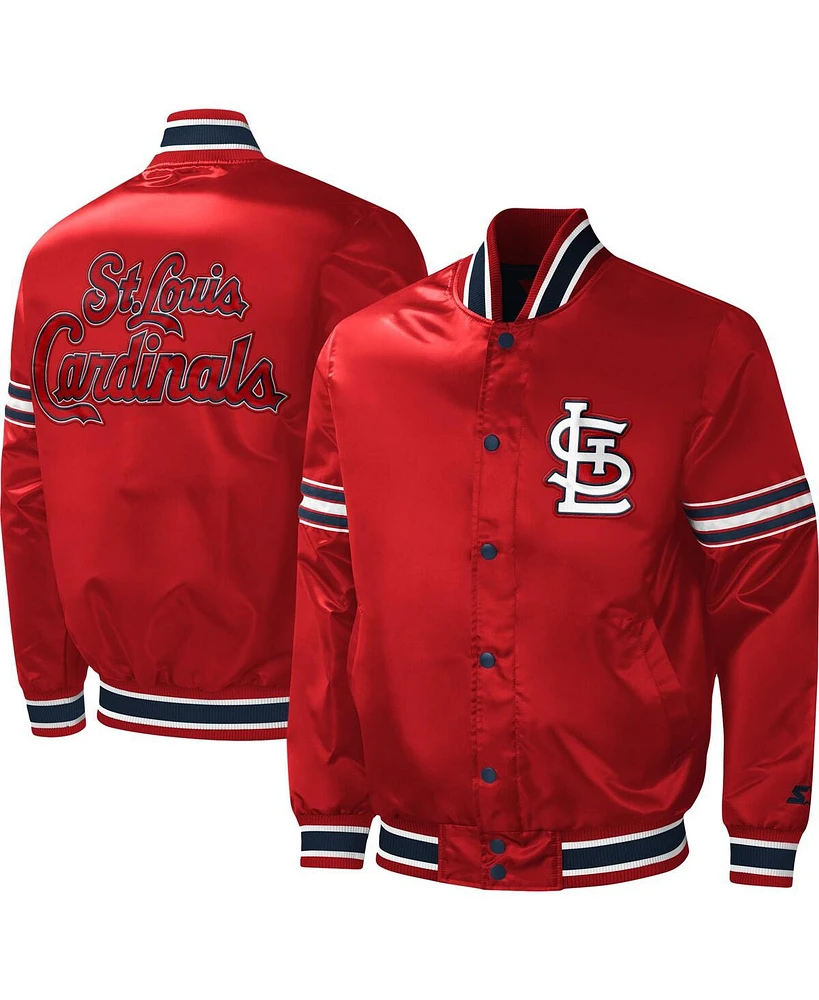 Men's Starter Red St. Louis Cardinals Midfield Satin Full-Snap Varsity Jacket